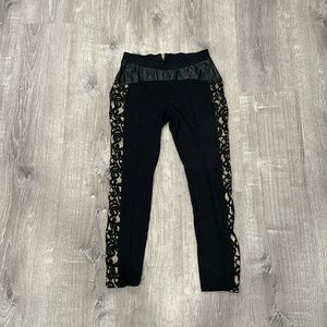 Bebe Back Zip up Lace Side detail with leather leggings size 8